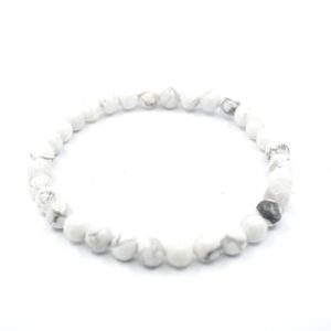 Bracelet en Howlite Blanche à perles rondes de 6 mm