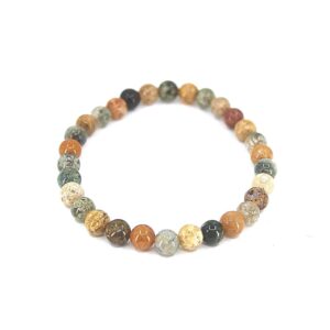 Bracelet en Jaspe Océan à perles rondes de 6 mm