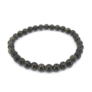 Bracelet Obsidienne Dorée en perles de 6 mm noires aux reflets dorés