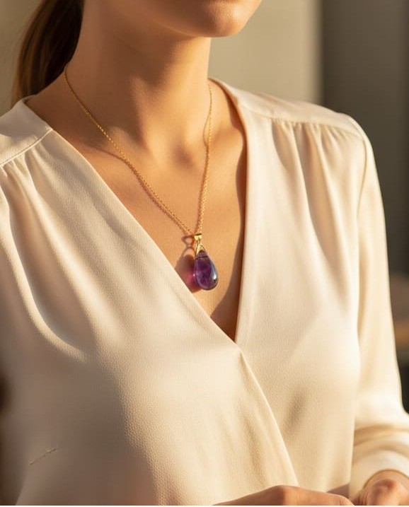 Collier Goutte d'Améthyste