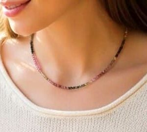 Collier facetté Tourmaline Multicolore