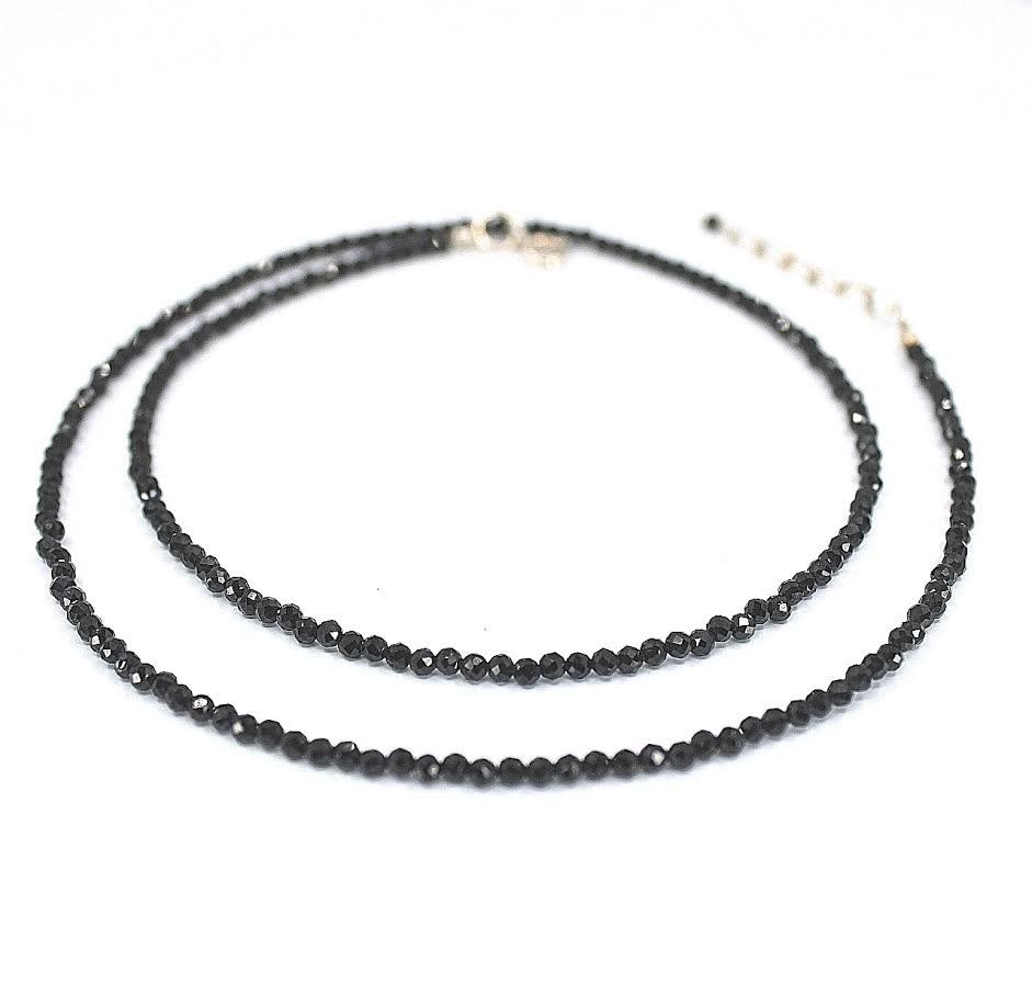 Collier facetté Spinelle Noire – Image 3