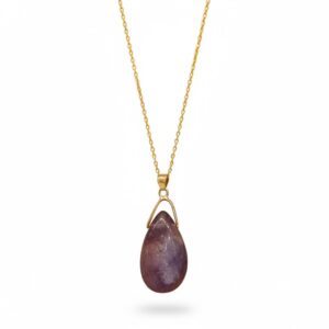 Collier Goutte Fluorine doré sur fond blanc