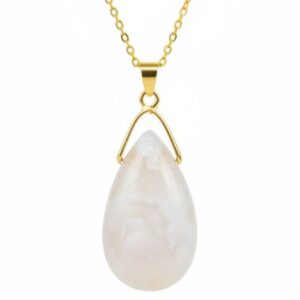 Collier Goutte Agate de Cerisier avec chaîne et bélière dorées