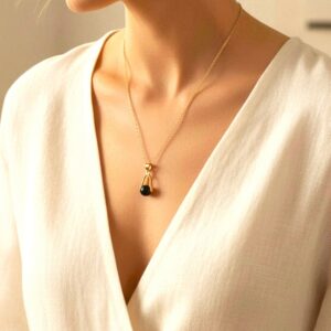 Collier création obsidienne noire
